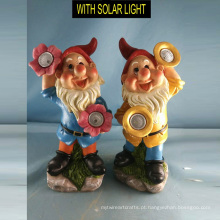 Decoração de jardim popular Polyresin Dwarf with Solar Light